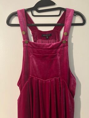 Skies Are Blue Velvet Pinafore Romper in Fuchsia Sz XS